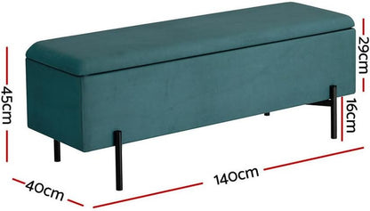 Storage Ottoman Blanket Box Bench 140Cm Large Seat Chest Velvet Green