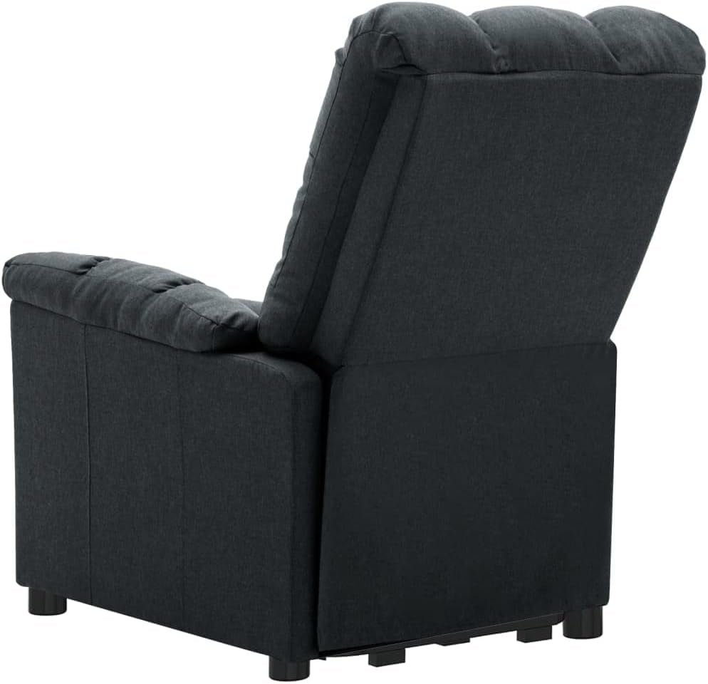 Vidaxl Power Lift Recliner Chair with Vibration Massage, Adjustable Backrest and Footrest, Dark Grey Fabric, Solid Wood and Metal Frame