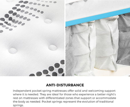 King Single Bed Mattress, Bedra Bedding King Single Mattress with Cool Gel and Euro Top 22Cm Thickness Medium Firm