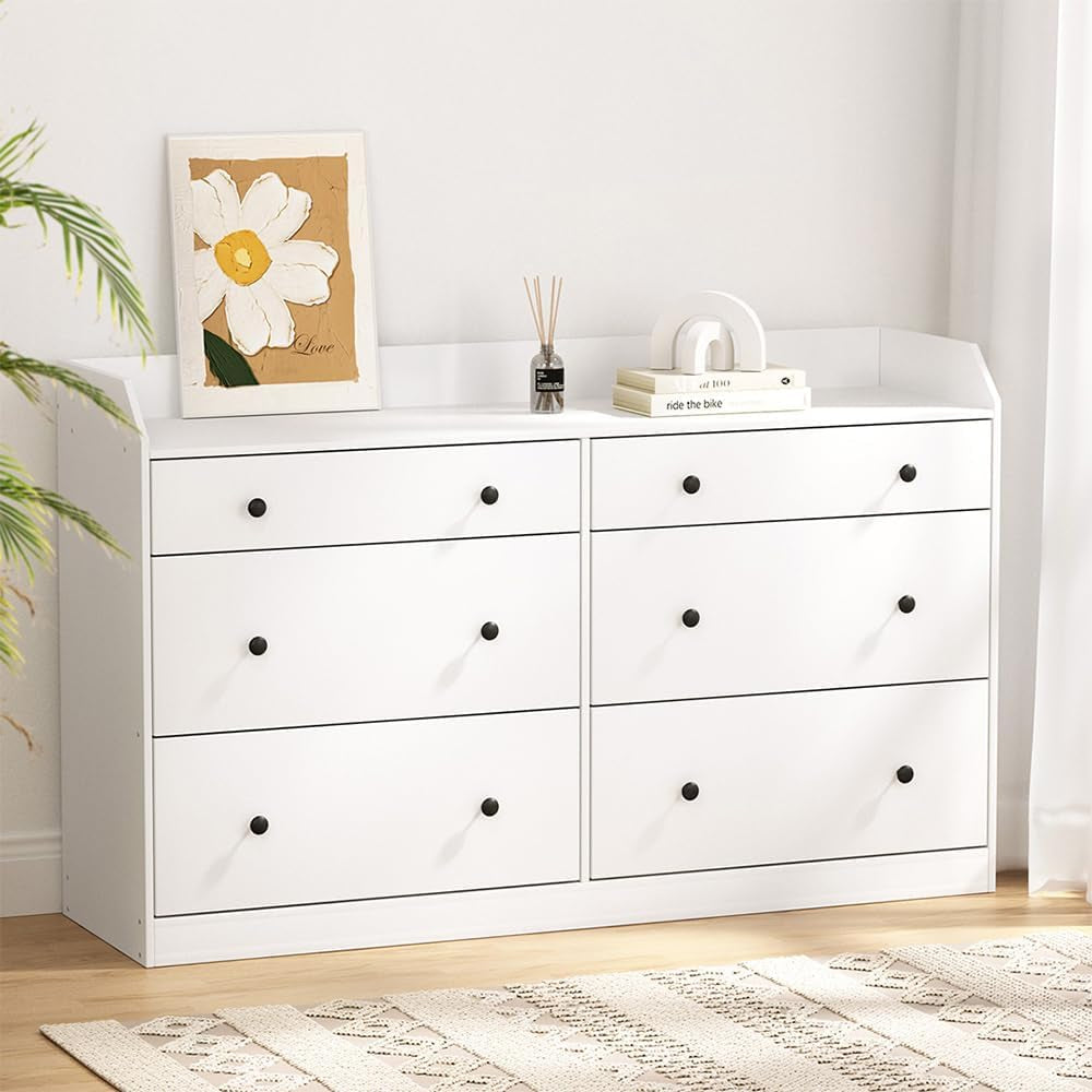 Chest of Drawers 6 Drawer Tallboy, White