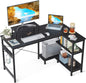ODK L Shaped Computer Desk with Reversible Storage Shelves, 100 * 70 * 87.7Cm L-Shaped Desk, Corner Desk with Monitor Stand for Small Space, Home Office Desk, Modern Simple Writing Table, White
