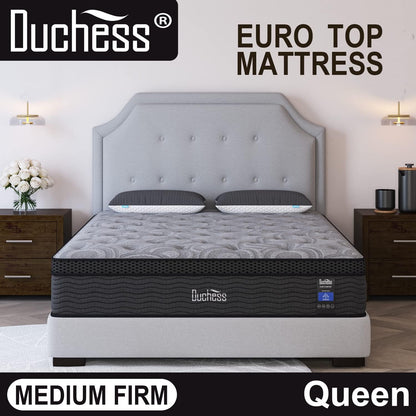 Duchess Hybrid Mattress Gel Memory Foam and Pocket Springs for Pressure Point Relief, High Density Layer for Medium Firm Feel Experience Deluxe Sleep Comfort (Euro Top-26Cm, Queen)