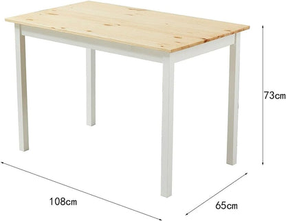 Wooden Dining Table Rectangular and 4 Chairs 5-Piece Wood Kitchen Furniture Set Dining Room Oak & White