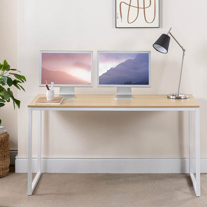 Zinus Soho Office Desk Computer Table | Dining Strong Metal Frame, Quick Assembly - Natural 140Cm