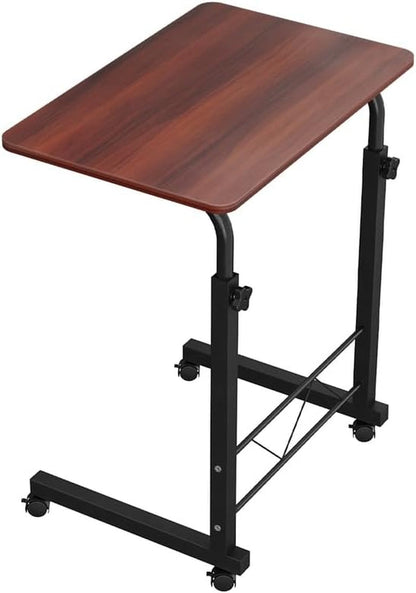 Artiss Laptop Table, Small Stand Desk Desktop Computer Standing Study Desks Bed Side Tables Home Office Travel Studio Furniture, Portable Wooden 360° Rotating Lockable Caster Wheels Dark Wood