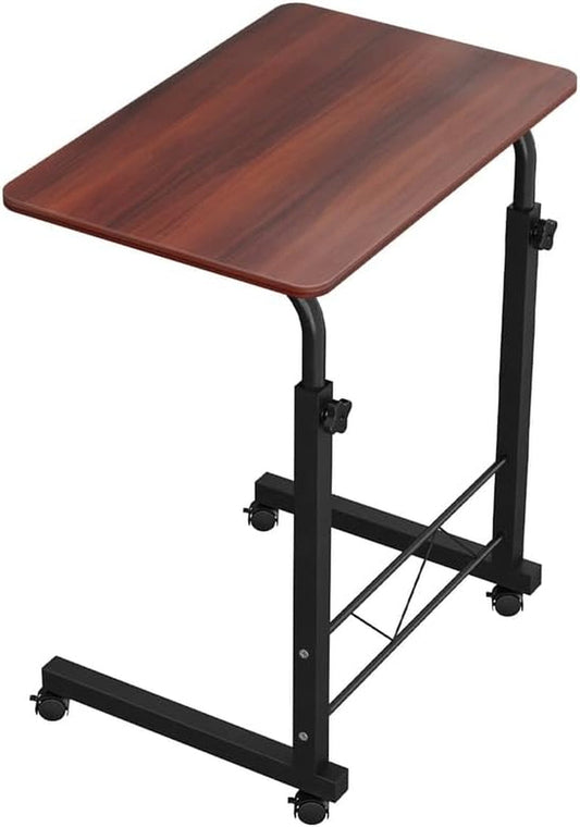 Artiss Laptop Table, Small Stand Desk Desktop Computer Standing Study Desks Bed Side Tables Home Office Travel Studio Furniture, Portable Wooden 360° Rotating Lockable Caster Wheels Dark Wood