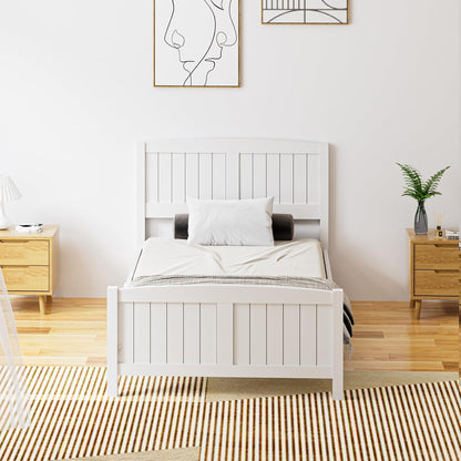 OIKITURE Queen Size Wooden Bed Frame Hampton-Style, Pinewood Bed Frame Platform with Bed Head and High Bed Leg - Compatible with Australian-Sized Mattresses, 211X161X94Cm ﻿