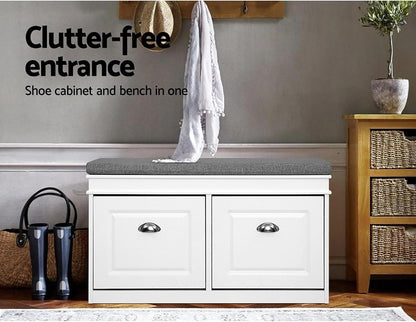 Artiss Shoe Cabinet Bench Storage Rack Organiser Drawer White Shelf Organizer Holder Display Closet Stand Furniture Cupboard Space Saver Room Compartment Case Hanger Shelving Wardrobe Caddy