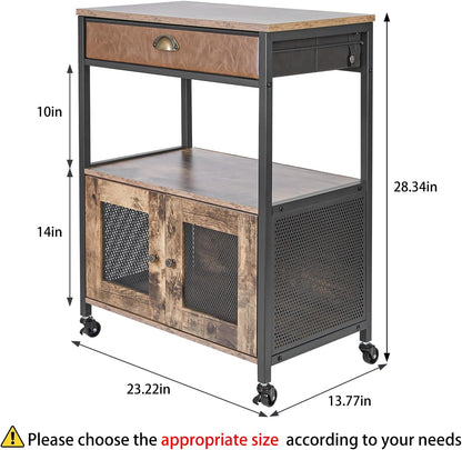 Coffee Bar Cabinet，3 Tiers Kitchen Coffee Cart with Drawer for the Home, Movable Farmhouse Coffee Station Table on Wheels for Living Room, Entryway, Dining Room, Kitchen