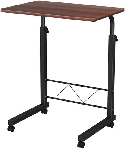 Artiss Laptop Table, Small Stand Desk Desktop Computer Standing Study Desks Bed Side Tables Home Office Travel Studio Furniture, Portable Wooden 360° Rotating Lockable Caster Wheels Dark Wood
