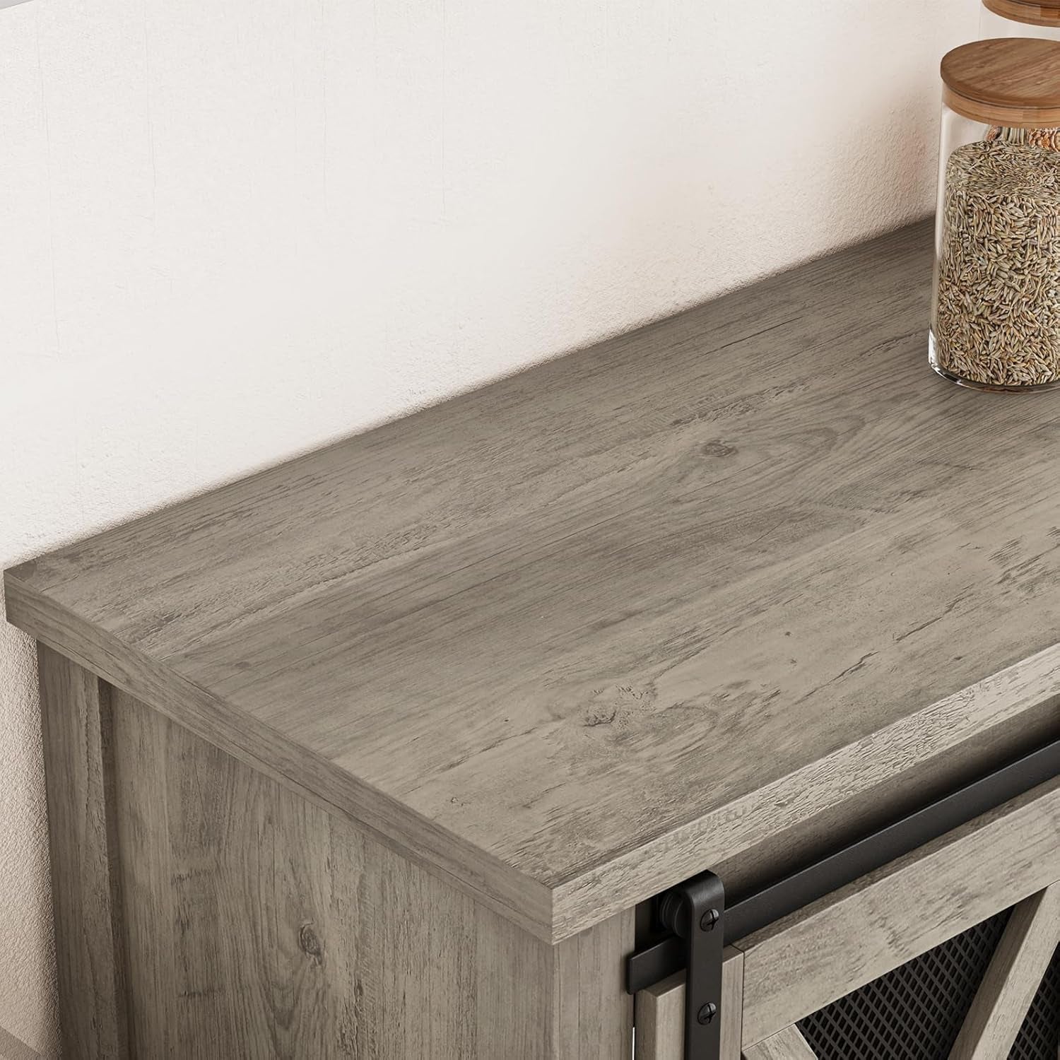 Coffee Bar Cabinet, Sideboard Buffet Storage Cabinet with Storage, Farmhouse Wine Bar Cabinet with Wine Glass Rack, Liquor Cabinet Bar for Home, Kitchen, Dining, Living Room, Grey
