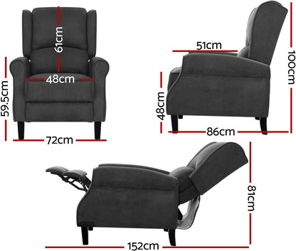 Recliner Chair Charcoal Fabric Lounge Sofa Armchair,Adjustable Backrest Footrest Nursing Feeding