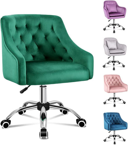 ALFORDSON Velvet Office Chair Swivel Fabric Armchair Computer Desk Chair Modern Home Office Chair Height Adjustable Mid-Back Task Chair for Kids Adult Study Work, Living Room, Bedroom (Orla Purple)