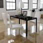 Five Piece Dining Table Set Black and White,Modern Dining Table Set with Tempered Glass and Artificial Leather Chairs in Black and White Furniture Sets