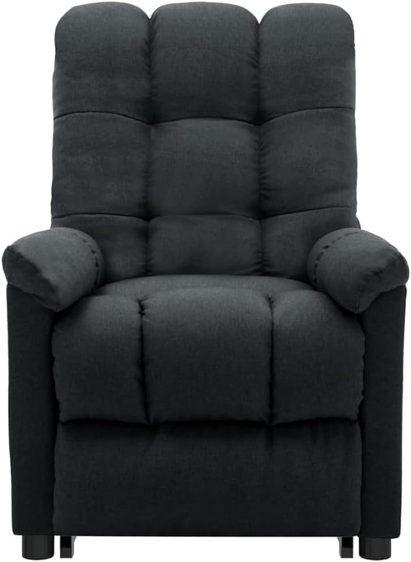 Vidaxl Power Lift Recliner Chair with Vibration Massage, Adjustable Backrest and Footrest, Dark Grey Fabric, Solid Wood and Metal Frame