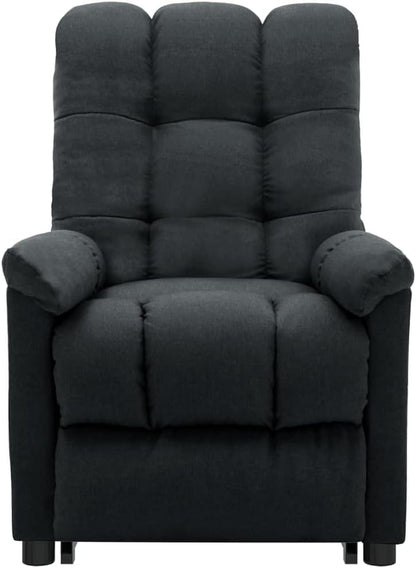Vidaxl Power Lift Recliner Chair with Vibration Massage, Adjustable Backrest and Footrest, Dark Grey Fabric, Solid Wood and Metal Frame