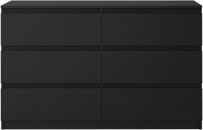 Chest of Drawers with 6 Drawers Bedroom Dresser Black