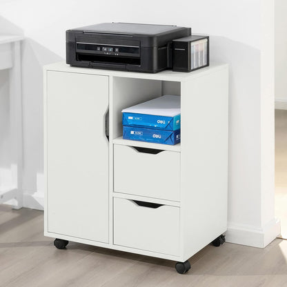 Sobuy Home Office Trolley File Storage Cabinet Printer Stand on Wheels FBT105-W