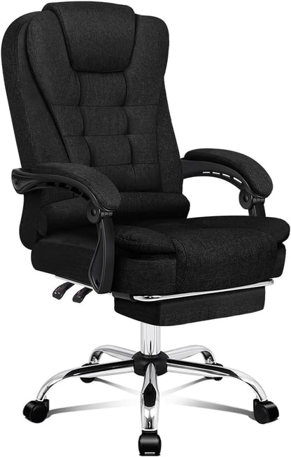 ALFORDSON Ergonomic Office Computer Chair with Footrest, High Back Executive Desk Chair Recliner for Home Office, PU Leather Video Gaming Chair, Earl Black