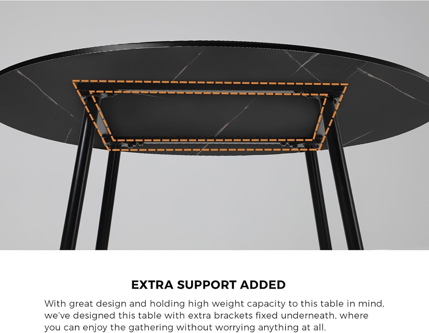 Dining Table and Chair Sets of 4 round Kitchen Table and Pu Leather Kitchen Chairs Black