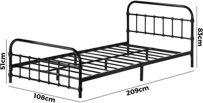 King Single Bed Frame Metal Bed with Extra Storage Space Home Bedroom Bed Base Plaform
