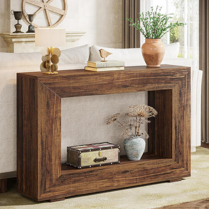 Farmhouse Console Table, 120Cm Entryway Console Table with Storage, Industrial Hallway Accent Table for Living Room, Entrance