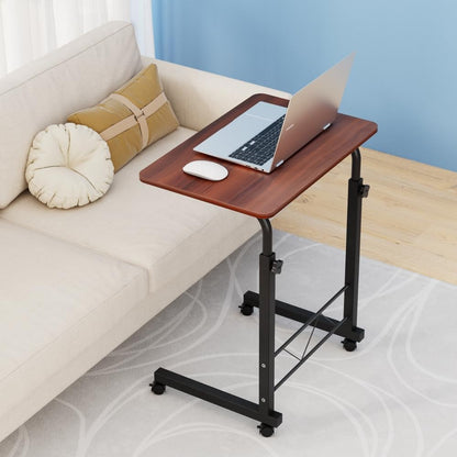 Artiss Laptop Table, Small Stand Desk Desktop Computer Standing Study Desks Bed Side Tables Home Office Travel Studio Furniture, Portable Wooden 360° Rotating Lockable Caster Wheels Dark Wood