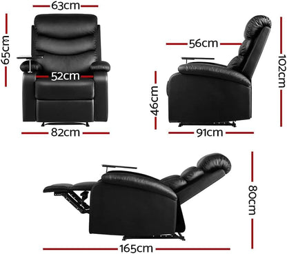 Artiss Recliner Chair Black Leather Lounge Sofa Armchair, Home Furniture Health Personal Care, Adjustable Backrest Footrest Rocking Nursing Feeding Single Couch