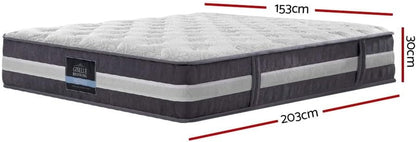 Giselle Bedding Queen Mattress Bed Mattresses Innerspring Foam 30Cm Thickness, with 7-Zone Pocket Spring System and Breathable Euro Top, 5Yrs Warranty, Medium Firm, White + Greywith Vacuum Packed