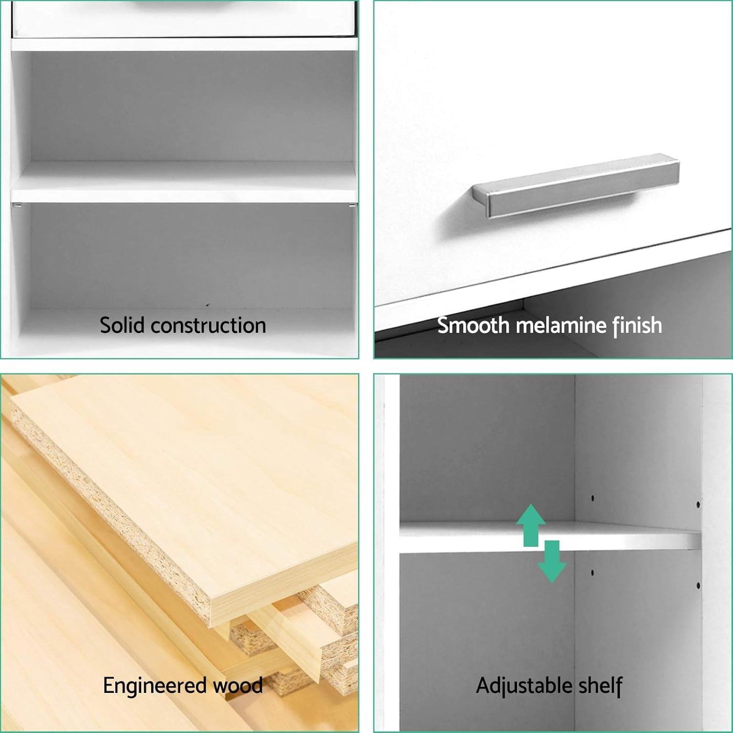 Bathroom Storage Cabinet, 185Cm Tall Adjustable Cupboard Side Table Corner Shelf 