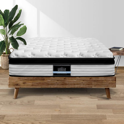 King Size Bed Foam Mattresses 31Cm Thickness, with 5-Zone Pocket Spring System and Breathable Euro Top, 5Yrs Warranty, Medium Firm, White + Black with Vacuum Packed