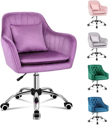 Velvet Office Chair Swivel Fabric Armchair Computer Desk Chair Modern Home Office Chair Height Adjustable Mid-Back Task Chair for Kids Adult Study Work, Living Room, Bedroom