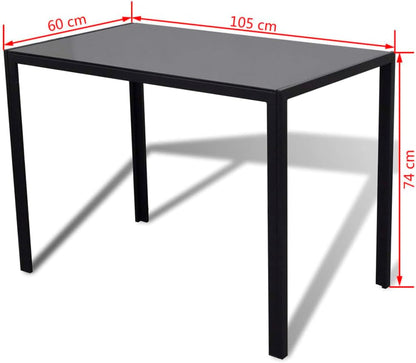 Five Piece Dining Table Set Black and White,Modern Dining Table Set with Tempered Glass and Artificial Leather Chairs in Black and White Furniture Sets