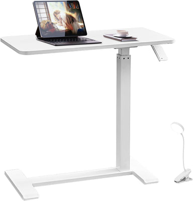 Xmart Adjustable Overbed Table with Wheels，Pneumatic Mobile Standing Desk，Rolling Computer Car，Laptop Desk Multi-Purpose for Home and Medical Use，Sofa Side Table, Movable Bed Table (36×68Cm)