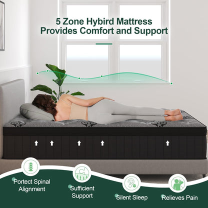 Duchess Queen Mattress,34Cm Hybrid Mattress Pressure Relief Breathable Reinforced Edge Support Individually Wrapped Pocket Spring Motion Isolation