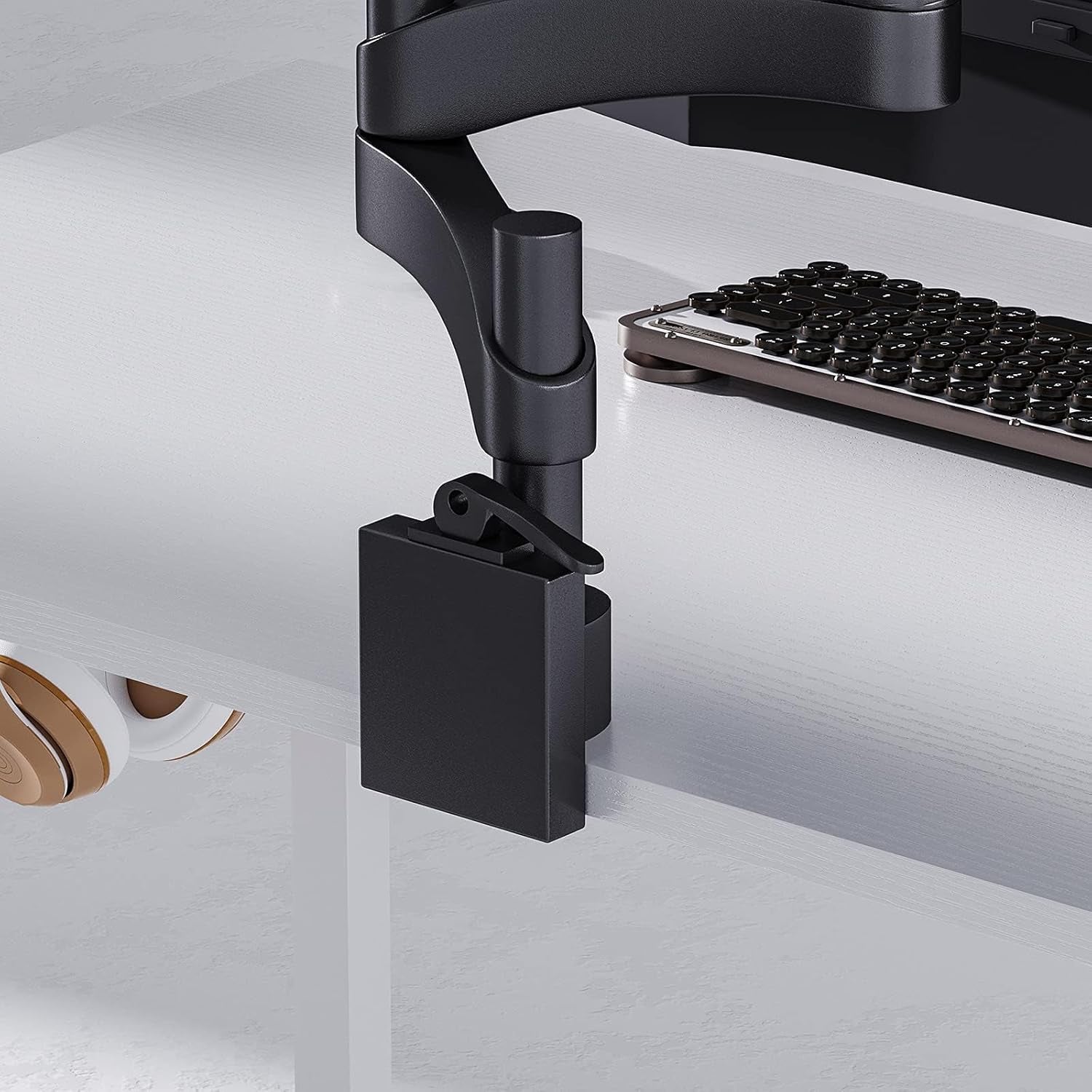 ODK Computer Desk Home Office Desk, Modern Writing Table, Simple Style PC Table with Storage Bag and Headphone Hook,100 * 48Cm White