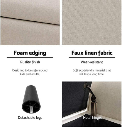 Upholstered Storage Ottoman, Foot Rest Stool Bench Padded Seat Blanket Box Chest