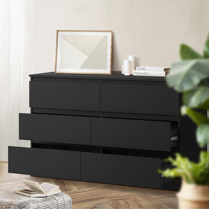 Chest of Drawers with 6 Drawers Bedroom Dresser Black