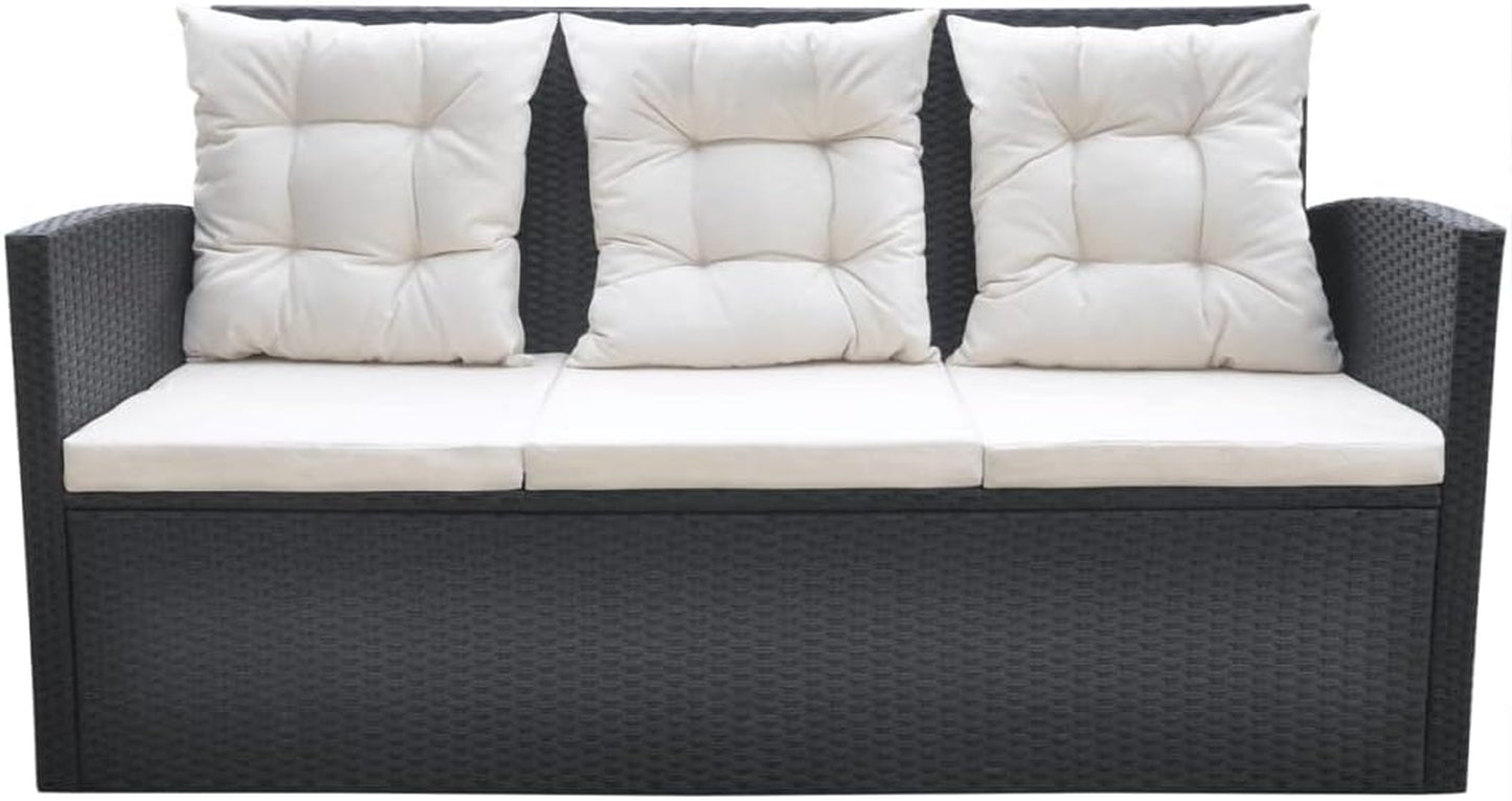 6-Piece Outdoor Dining Set with Cushions - Stylish and Durable Poly Rattan Construction - Black Outdoor Furniture with Easy-Care Cushions