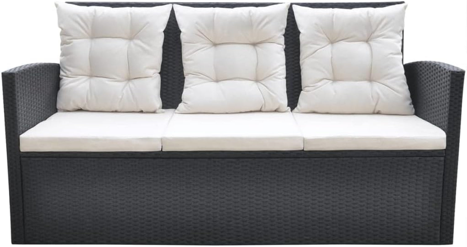 6-Piece Outdoor Dining Set with Cushions - Stylish and Durable Poly Rattan Construction - Black Outdoor Furniture with Easy-Care Cushions