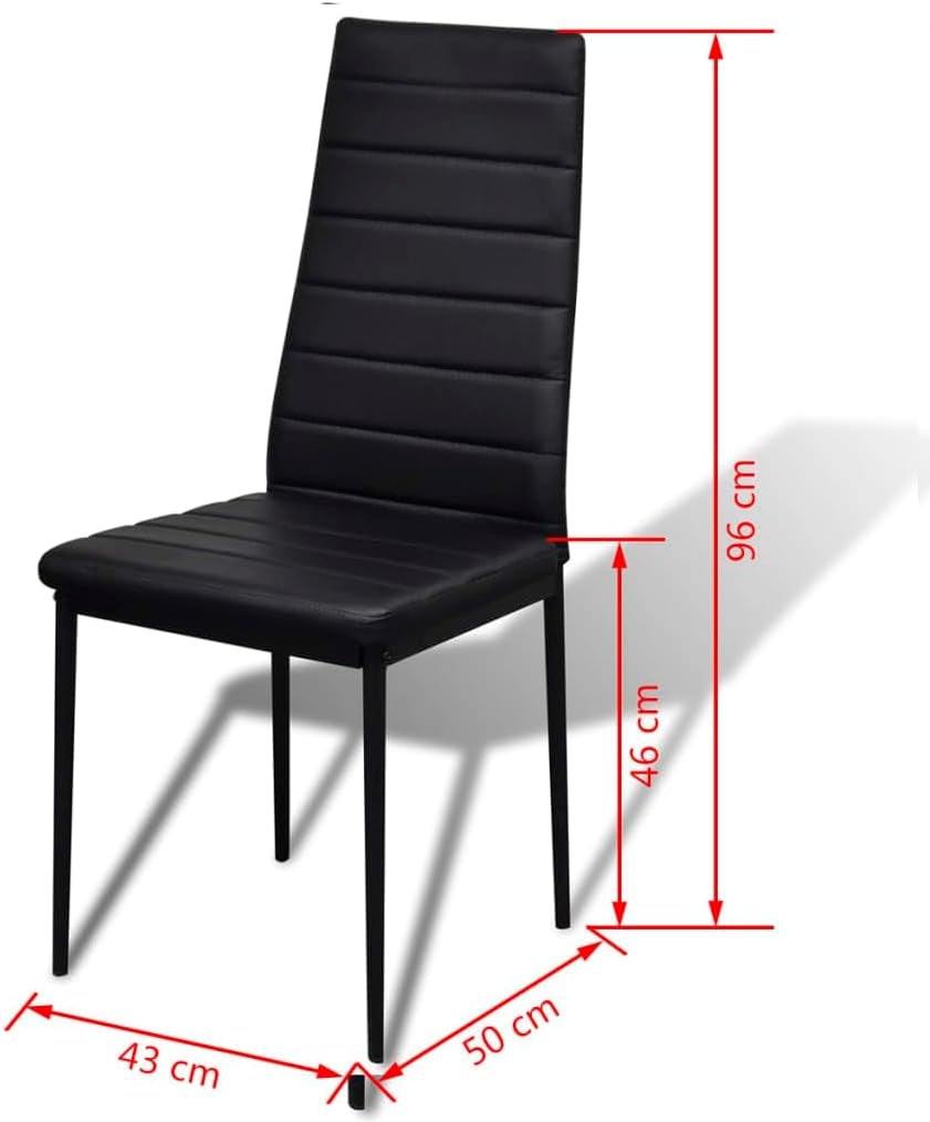 Seven Piece Dining Table Set Black,Modern Black Tempered Glass Dining Table Set with Comfortable Artificial Leather Chairs for 6 Dining Furniture Sets