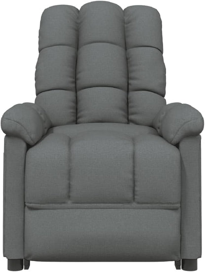 Vidaxl Reclining Massage Chair in Dark Grey Fabric with Manual Adjustments, Vibration Function and Solid Wood & Metal Frame