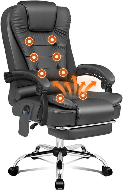 ALFORDSON Ergonomic Office Computer Chair with Footrest, High Back Executive Desk Chair Recliner for Home Office, PU Leather Video Gaming Chair, Earl Black