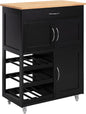 Sobuy Kitchen Trolley, Kitchen Island with Wine Racks, Portable Workbench, Serving Cart for Bar, Dining