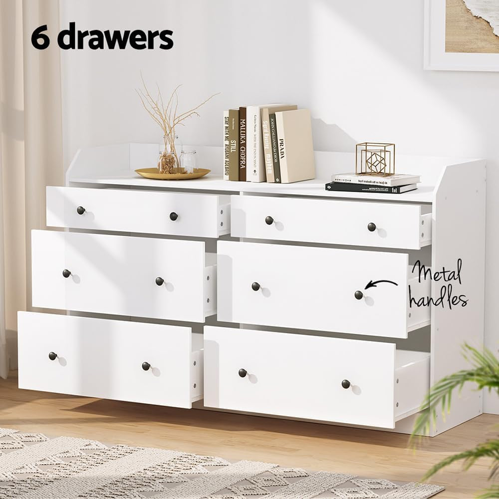 Chest of Drawers 6 Drawer Tallboy, White