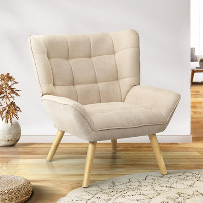Oikiture Armchair Accent Lounge Chairs Stoolseating Soft Home Office Furniture Stools for Dining Living Room or Bedroom Fabric Upholstered, Blue