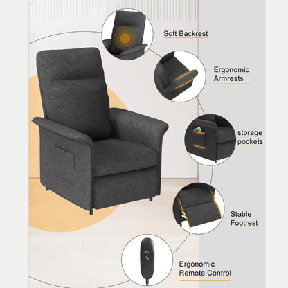 SBS Recliner Chair - Single Seater Floor Sofa Oversized Textile Recliner Sofa for Adults, Recling Chiar, Perfect Small Recliner for Small Spaces, Watching Moving, Reading Book for Home, or Theater