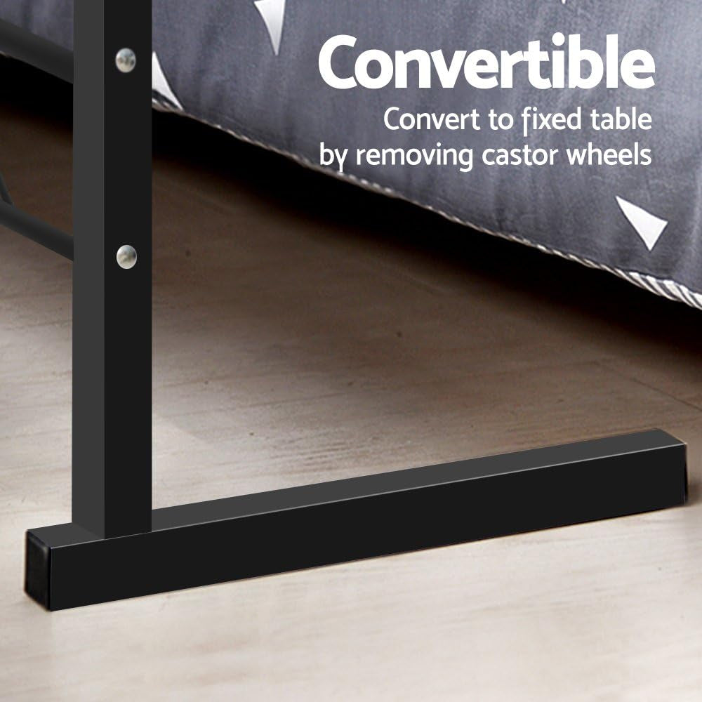 Artiss Laptop Table, Small Stand Desk Desktop Computer Standing Study Desks Bed Side Tables Home Office Travel Studio Furniture, Portable Wooden 360° Rotating Lockable Caster Wheels Dark Wood