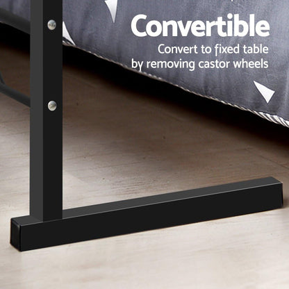 Artiss Laptop Table, Small Stand Desk Desktop Computer Standing Study Desks Bed Side Tables Home Office Travel Studio Furniture, Portable Wooden 360° Rotating Lockable Caster Wheels Dark Wood