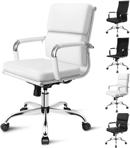 ALFORDSON Office Chair with Height Adjustable SGS Listed Gas Lift, PU Leather Home Ergonomic Desk Chair with Removable Armrest Cover, Padded Computer Chair for Gaming, Max 150Kg(Mid Back Esmae Brown)
